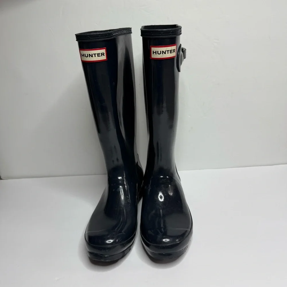 Hunter Glossy Rain Tall Boots Girl Size 6